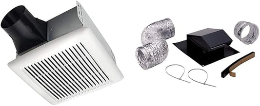 Broan-NuTone AE110 Invent Flex ENERGY STAR Qualified Single-Speed Ventilation Fan, 110 CFM 1.0 Sones, White & RVK1A Roof Vent Kit, Black