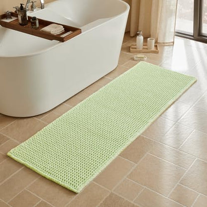 Triohero Waffle Runner Bath Mat - Long Bathroom Rugs Non Slip Washable, Ultra Soft Super Absorbent Quick Dry Boho Farmhouse Bathroom Decor, 24" x 72", Pale Green
