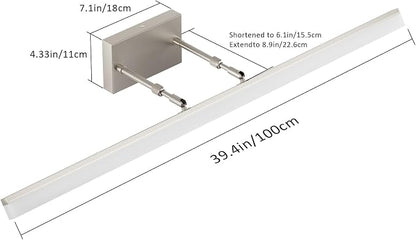 Aipsun 40 inch Modern Brushed Nickel Vanity Light Adjustable LED Bathroom Light Fixtures Over Mirror Rotatable Vanity Lighting 5500K