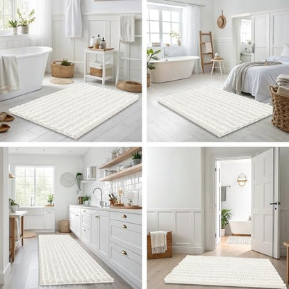 Smiry Bathroom Rugs 47X20, Extra Soft Rubber Backing Chenille Bath Mats