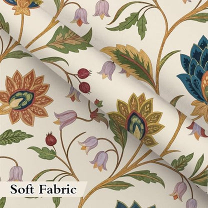 Vintage Floral Shower Curtain for Bathroom, Rustic Farmhouse Beige and Teal Sage Green Boho Botanical Shower Curtains, Retro Cottagecore Wildflower Aesthetic Bath Curtain Set with Hooks， 72 x 84 Inch