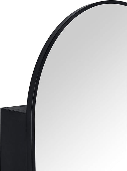 TEHOME 20 x 30'' Black Arched Bathroom Medicine Cabinet with Mirror Recessed and Surface Mounted Medicine Cabinet Mirror