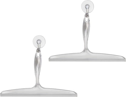 iDesign Bathroom Plastic Shower Squeegee with Wall Hook - Set of 2 - Clear