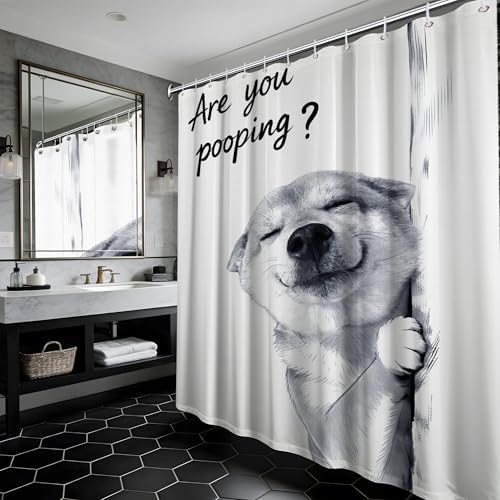 Extra Tall Shower Curtain XL Funny Dog Crazy, 70 x 78 Inchs
