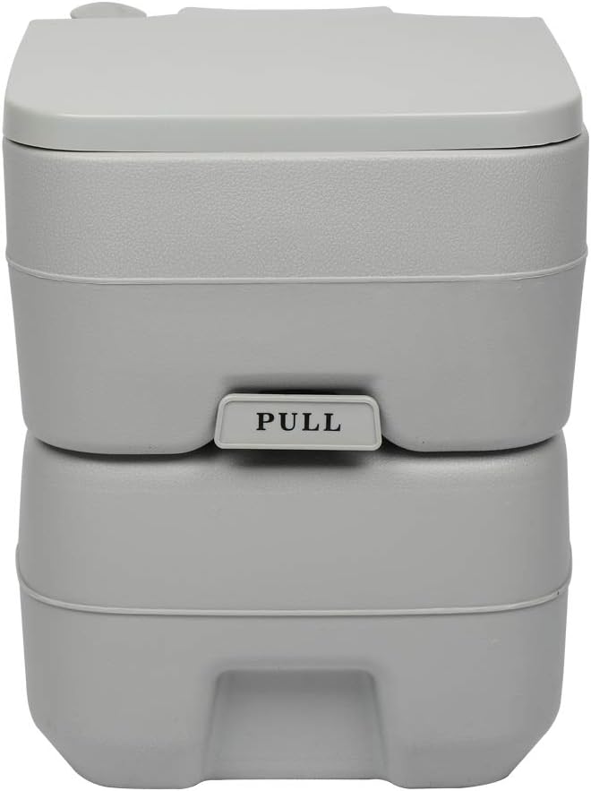 Portable Toilet Indoor Outdoor Toilet with CHH Piston Pump & Level Indicator,5.3 Gallon Large Waste Tank,100-120 Flushes for RV, Camping, Hiking & Boating, White