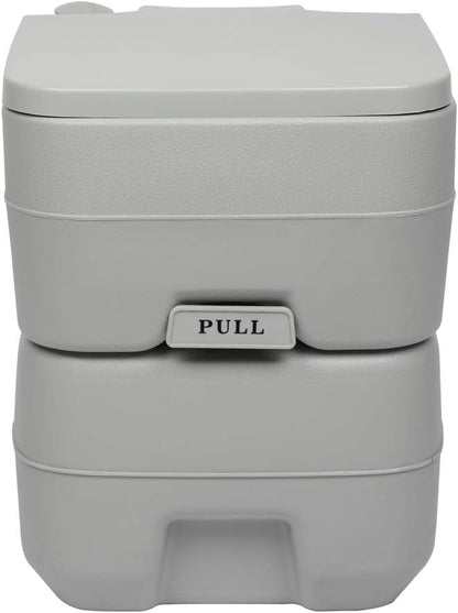 Portable Toilet Indoor Outdoor Toilet with CHH Piston Pump & Level Indicator,5.3 Gallon Large Waste Tank,100-120 Flushes for RV, Camping, Hiking & Boating, White