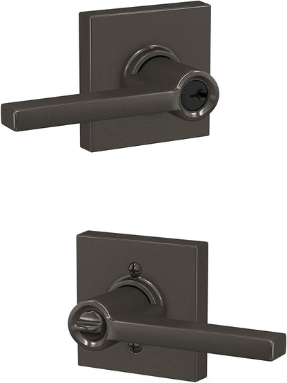 SCHLAGE F51A LAT 625 COL Latitude Lever with Collins Trim Keyed Entry Lock, Bright Chrome
