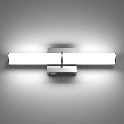 OOWOLF 17.3Inch Modern Vanity Light Fixture with Switch, 12W 5000K Led Bathroom Light Fixture Over Mirror, Hardwired, Brushed Nickel 1200LM Vanity Light Bar for Mirror Bedroom Hallway Living Room