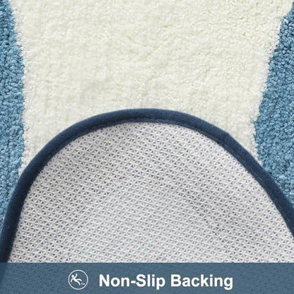 HAOCOO Blue Bathroom Rug, 20x31 inch, Extra Soft Non Slip Microfiber Absorbent Washable Shower Rug Doormat Carpet for Floor Tub Shower