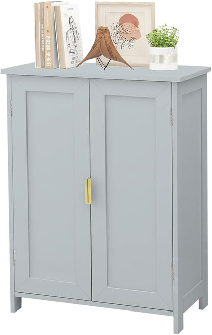 TaoHFE Grey Bathroom Storage Cabinet,Bathroom Cabinets Freestanding with 2 Doors,Towel Cabinet for Bathrooms,Restroom Cabinets,Small Storage Cabinet for Office,Restaurant,Living Room