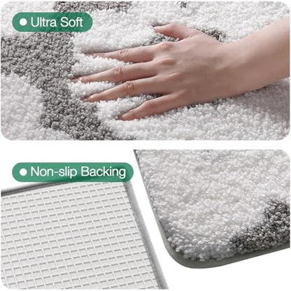 LUMI Square Bathroom Rug 26x26, Soft Absorbent Bath Mat, Non Slip