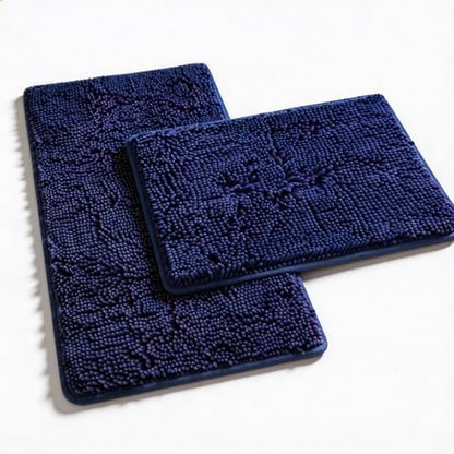 RUN HELIX Bath Rugs Non Slip Washable 2 Piece Non Slip Extra Absorbent Shaggy Chenille Bathroom Rugs and Mats Sets