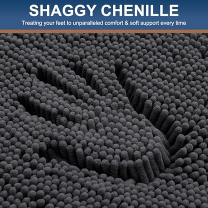 Smiry Bathroom Rugs 32X20, Luxury Chenille Extra Soft Absorbent Bath Mat