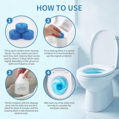 Toilet Cleaner, Household Cleaning Solution, Toilets Bowl Cleaning Reduces Hard-Water Stains & Odor, Automatic Refreshes Toilets, Long-Lasting Bowl Cleaner Fresh Scent, White