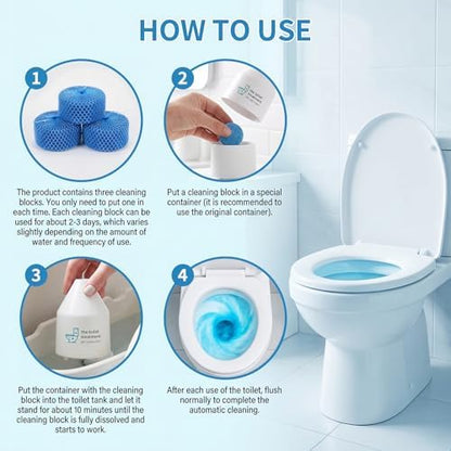 Toilet Cleaner, Household Cleaning Solution, Toilets Bowl Cleaning Reduces Hard-Water Stains & Odor, Automatic Refreshes Toilets, Long-Lasting Bowl Cleaner Fresh Scent, White