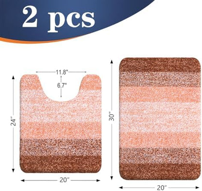 OLANLY Micorfiber Bathroom Rug Set 2 Piece, 30"x20"+U-Shaped 24"x20"