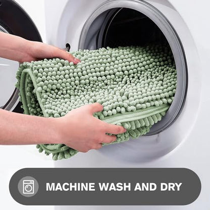 Sea Foam Bathroom Rugs – Absorbent and Washable Bath Mat, Non-Slip, Thick Soft Chenille Bath Rugs for Bathroom Floor, Shower, Sink - 20" x 32"