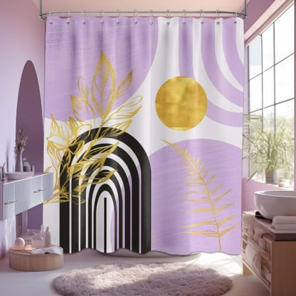 Light Purple Extra Long Shower Curtain, Tall 72X84 in, Mid Century