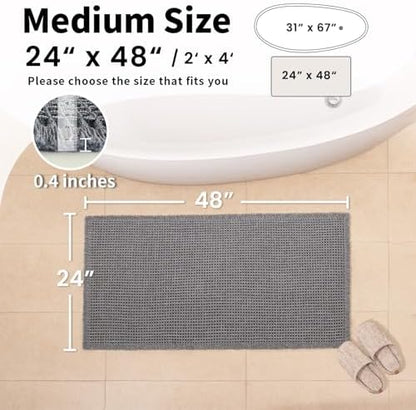 Waffle Bath Mat, Boho Bathroom Rugs Non Slip Washable, 24" x 48"