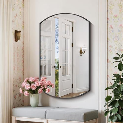 COFENY Bathroom Mirror, 24x40 Inch Black Oval Wall Mounted Mirror with Thin Metal Frame, Modern Bathroom Vanity Mirrors for Over Sink, Entryway, Living Room, Bedroom