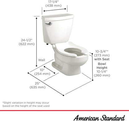 American Standard 2315228.020 Baby Devoro Two-Piece Less Seat Toilet, 10-1/4-Inch Height, Elongated Front, 1.28 GPF, White
