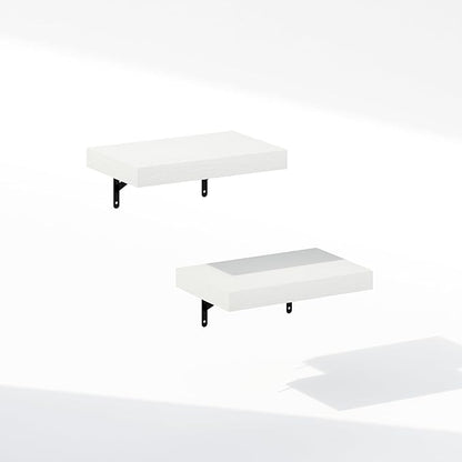 Furinno Tanna Floating Shelves for Wall Set of 2, 15-Inch Bathroom Wall Shelf, Wall Mounted Shelf, for Bathroom Organizers and Storage, Living Room, White Texture