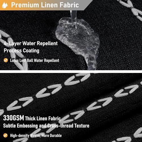BTTN 72x78 Long Boho Farmhouse Linen Heavy Duty Shower Curtain, Black White