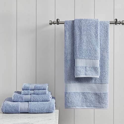 Madison Park Organic Cotton Bath Towel Set Absorbent, 6 Piece, Blue