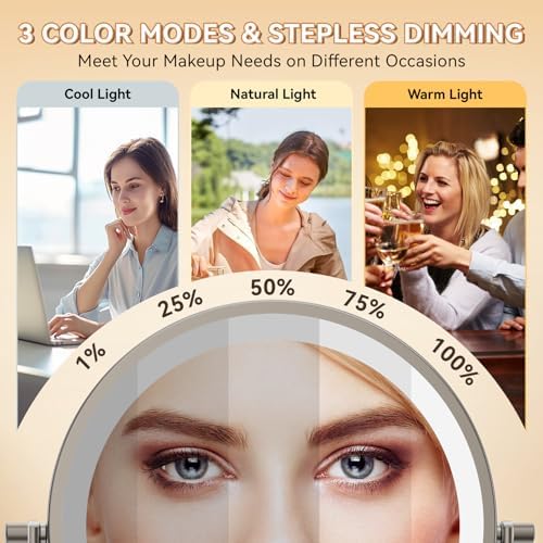 Auxmir 1X/30X Wall Mounted Makeup Mirror, 8" Rechargeable Magnifying Mirror