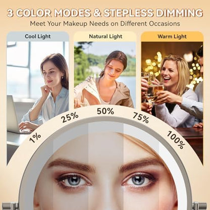 Auxmir 1X/30X Wall Mounted Makeup Mirror, 8" Rechargeable Magnifying Mirror