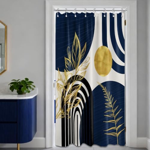 Navy Blue and Gold Stall Shower Curtain, 48X72 in Narrow Small