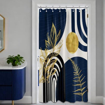 Navy Blue and Gold Stall Shower Curtain, 48X72 in Narrow Small