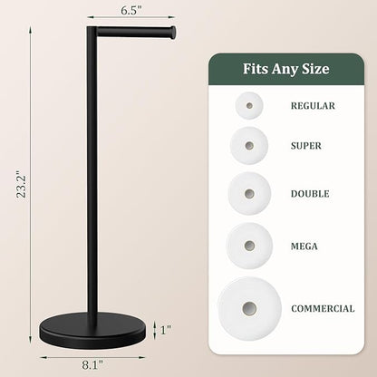 Matte Black Toilet Paper Holder Stand Free Standing Tissue Roll Holder | Freestanding Toilet Paper Stand Storage for Bathroom 304 Stainless Steel Rustproof for 4 Rolls(Fits All Rolls) by Evolvegoods