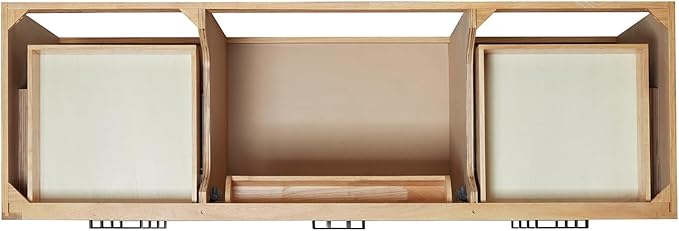 ARIEL Hepburn 66-inch Bathroom Vanity Base Cabinet,Solid Wood, 2 Soft Closing Doors, 9 Dovetail Drawers, White Oak