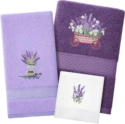 Peryiter 3 Pack Lavender Decorative Bath Towel Set