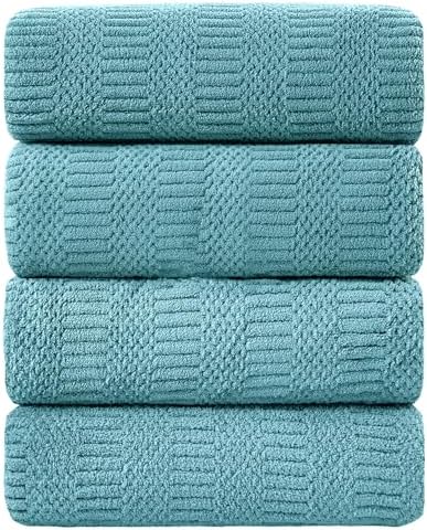 Ycosy 4 Pack Extra Large Microfiber Bath Towels Set,35x70 inches,600GSM,Less Lint Highly Absorbent Super Soft & Quick Dry,Oversized Bath Towels,Perfect for Bathroom Gym Pool,Turquoise
