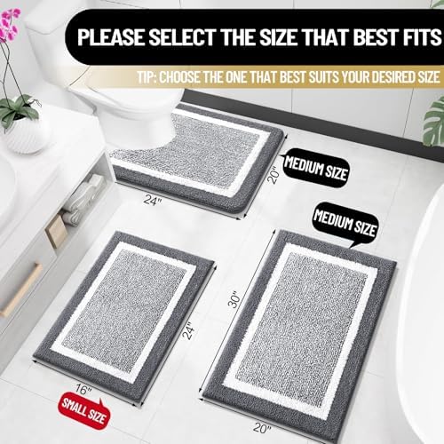 OLANLY Bathroom Rugs 36x24, Soft Absorbent Microfiber Bath Rugs, Dark Grey