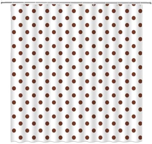 Polka Dot Shower Curtain Brown White Dots Vintage Retro Fabric Decorative Bathroom Curtains with Hooks,60" Wx70 H