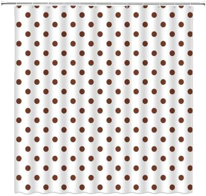 Polka Dot Shower Curtain Brown White Dots Vintage Retro Fabric Decorative Bathroom Curtains with Hooks,70" Wx78 H