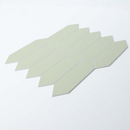 Sage Green Peel and Stick Backsplash Tile, Long Hexagon Self-Adhesive Faux Matte Ceramic Wall Stick for Kitchen and Bathroom, 6 Sheets