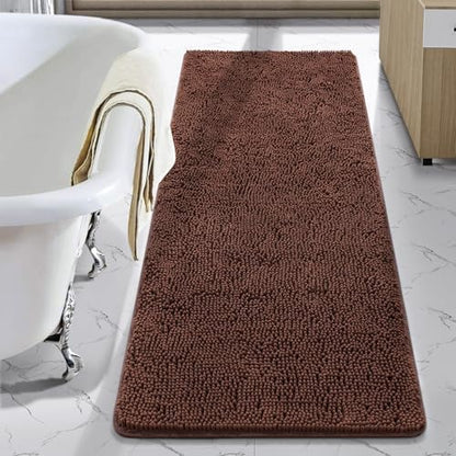 LOCHAS Luxury Bathroom Rug Shaggy Bath Mat 24 x 60 Inch, Brown