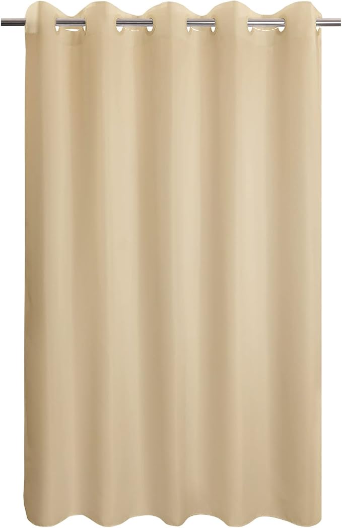 River Dream No Hook Hotel Cloth Shower Curtain Beige, Standard Size | Waterproof Microfiber, Bottom Magnets, Soft Washable Fabric Shower Curtain or Liner, 71W x 74H