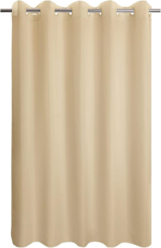 River Dream No Hook Hotel Cloth Shower Curtain Beige, Standard Size | Waterproof Microfiber, Bottom Magnets, Soft Washable Fabric Shower Curtain or Liner, 71W x 74H