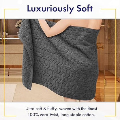 Alusa Home Ultra Soft & Stylish 700 GSM Luxury Bath Towels - 100% Zero-Twist, Long-Staple Cotton - Remarkably Absorbent & Quick Drying - 6 Piece Towel Set (Granite Grey)