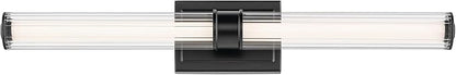 Kichler Laurene LED Bath Bar Light, Black | Linear vanity light with clear fluted glass for bathroom mirrors (31" x 5"), 55197BKLED