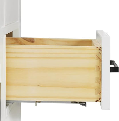 ARIEL Hepburn 60-inch Bathroom Vanity Base Cabinet,Solid Wood, 2 Soft Closing Doors, 9 Dovetail Drawers, White