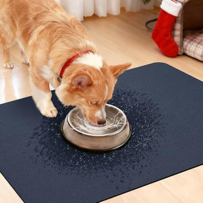 ACCUMTEK Non Slip Bath Mat, Thin Bathroom Rugs Fit Under Door, Quick Dry Bath Mats, Machine Washable Bath Rugs for Bathroom, Bathtub & Kitchen, Bathtub, Dark Blue/Solid/2 Piece