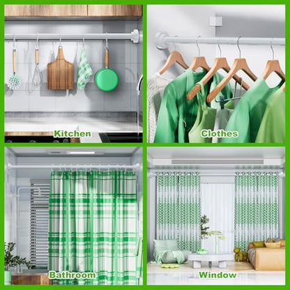 Ausemku Shower Curtain Rod - 32-43 Inch Rustproof Tension Rod, Non-Slip Spring Design, No Drilling Adjustable Curtain Rod for Bathroom, Kitchen, and Closet（White）