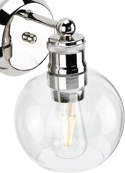 Progress Lighting Hansford Collection 1-Light Clear Glass Coastal Bath Vanity Light Polished Nickel