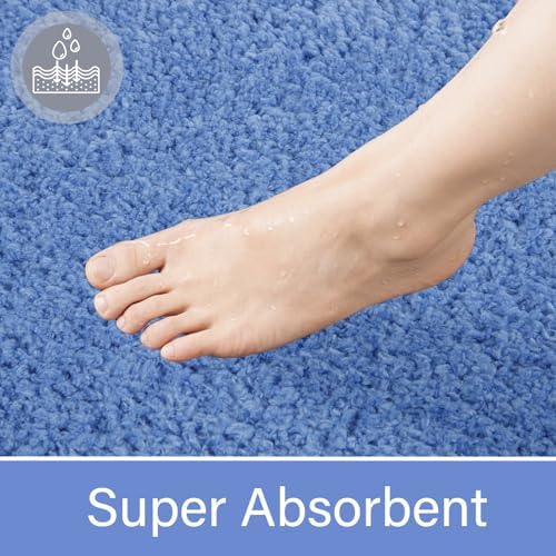 LOCHAS Bathroom Rug Runner 24x70 Inch, Bath Rugs Non Slip, Blue